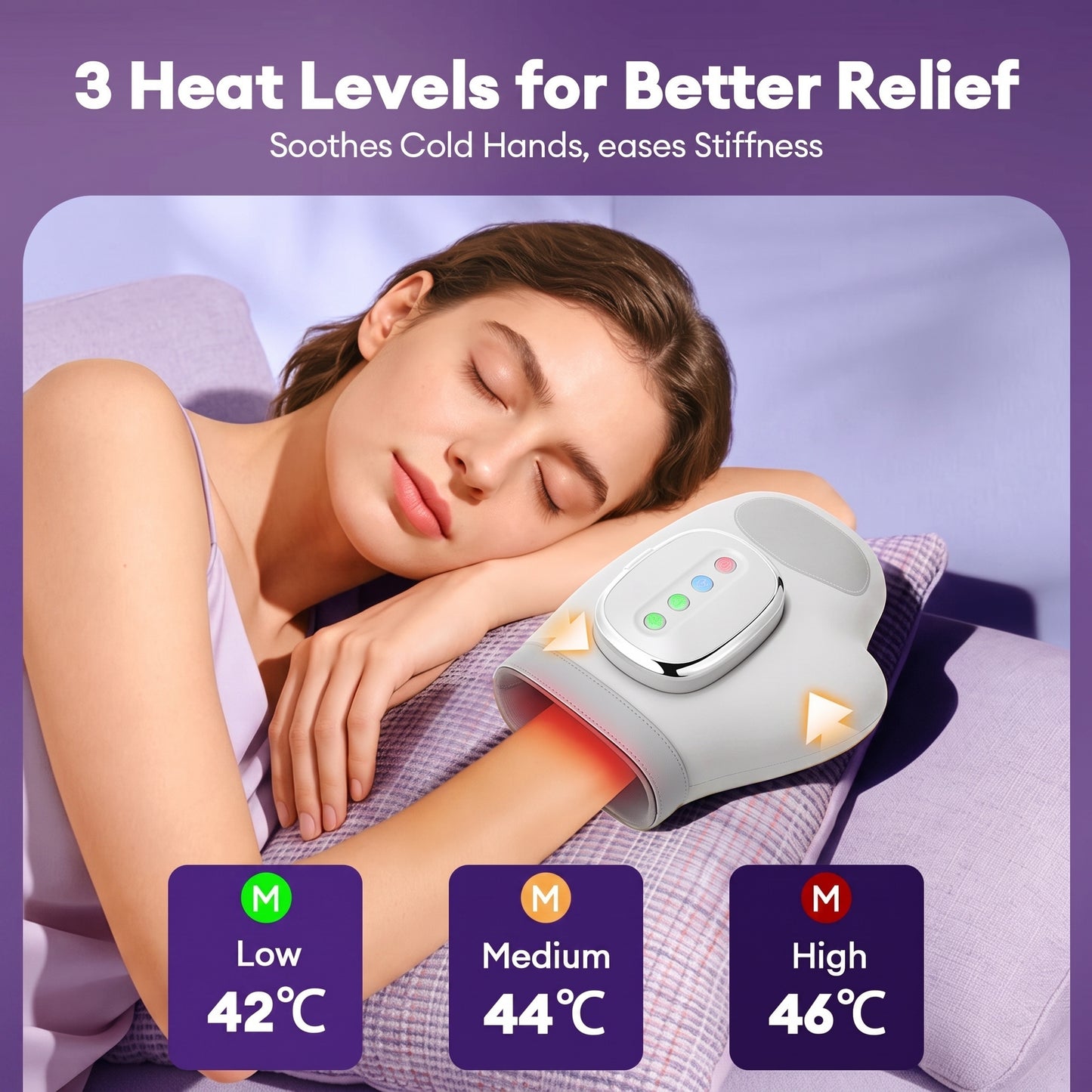 Electric Hand Massager With Heat Compression, Carpal Tunnel Relief, Kneading Rollers, Portable Vibrating Gloves