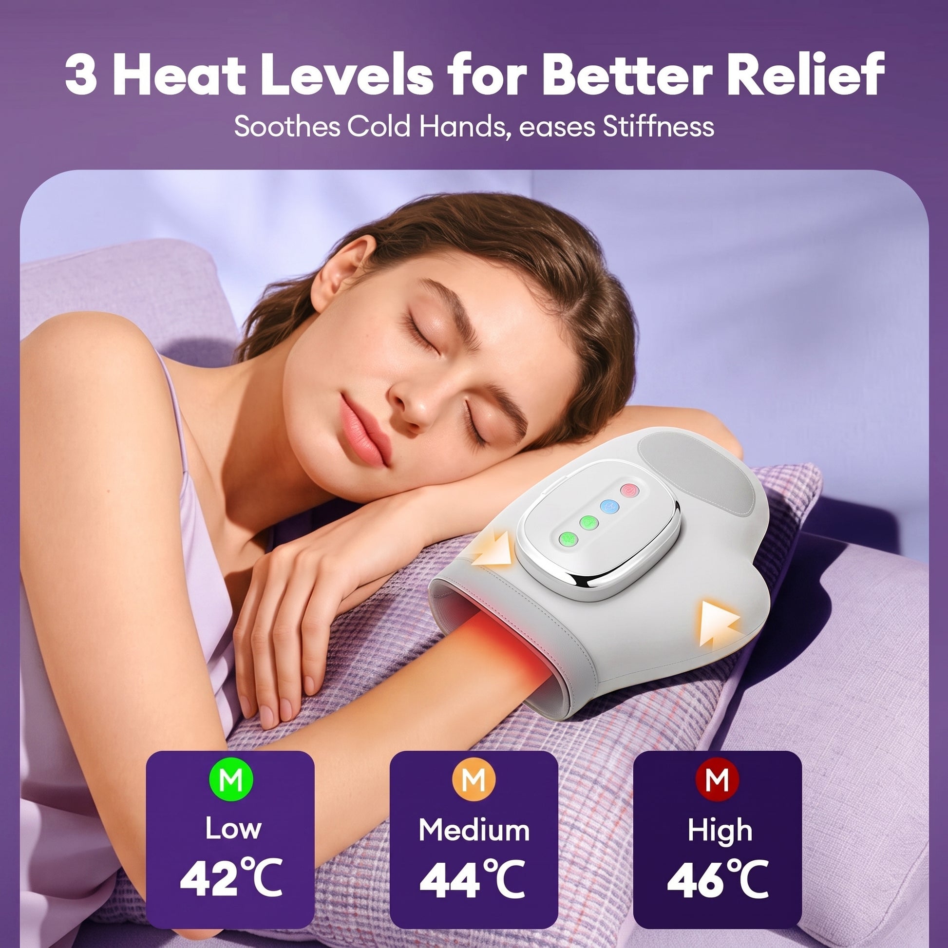 Electric Hand Massager With Heat Compression, Carpal Tunnel Relief, Kneading Rollers, Portable Vibrating Gloves