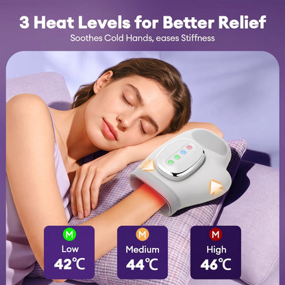 Electric Hand Massager With Heat Compression, Carpal Tunnel Relief, Kneading Rollers, Portable Vibrating Gloves