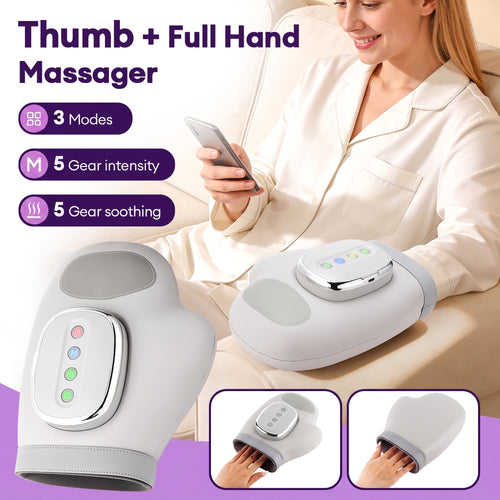 Electric Hand Massager With Heat Compression, Carpal Tunnel Relief, Kneading Rollers, Portable Vibrating Gloves
