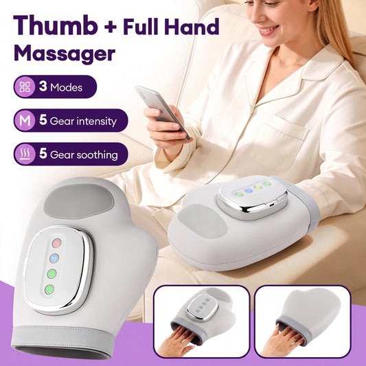 Electric Hand Massager With Heat Compression, Carpal Tunnel Relief, Kneading Rollers, Portable Vibrating Gloves