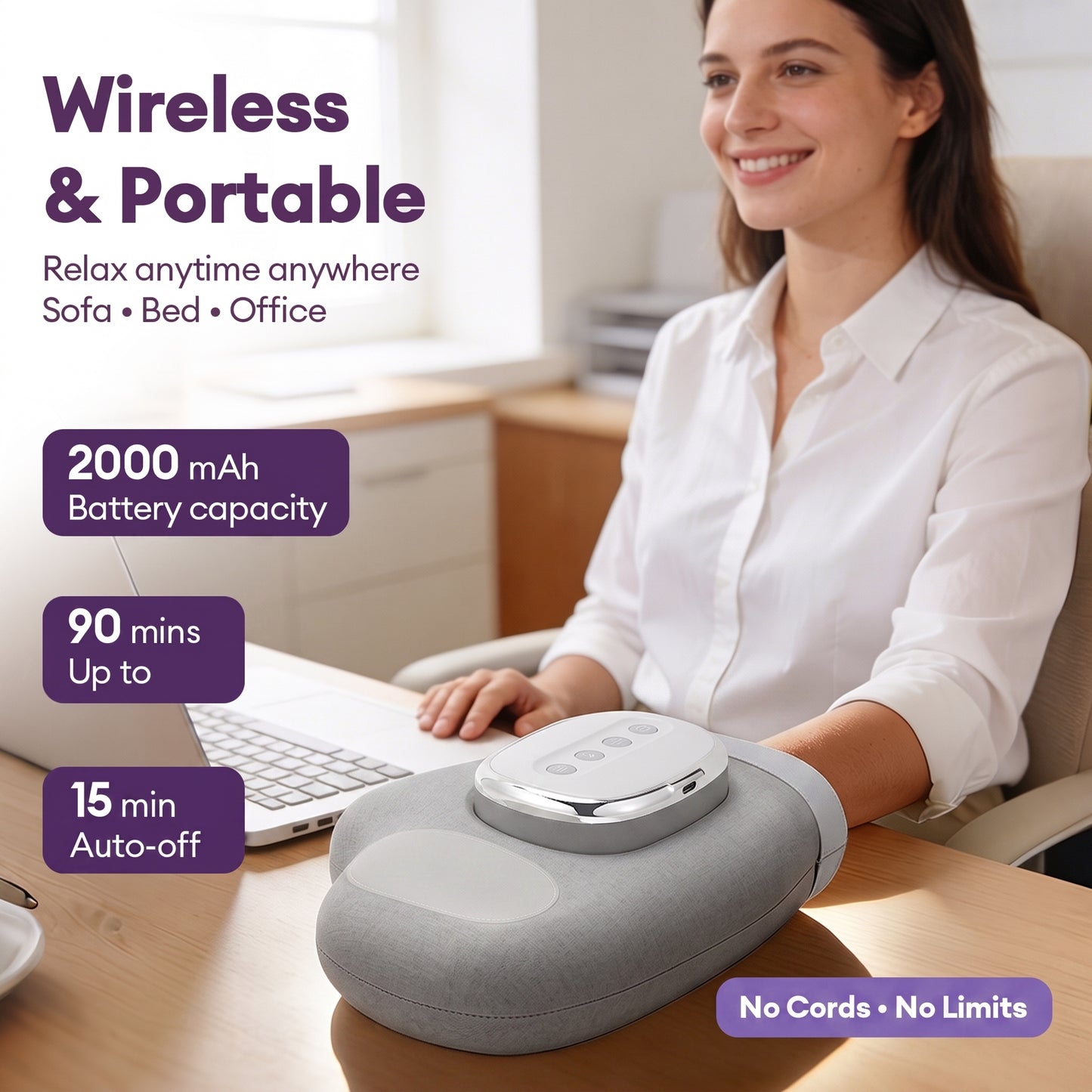Electric Hand Massager With Heat Compression, Carpal Tunnel Relief, Kneading Rollers, Portable Vibrating Gloves