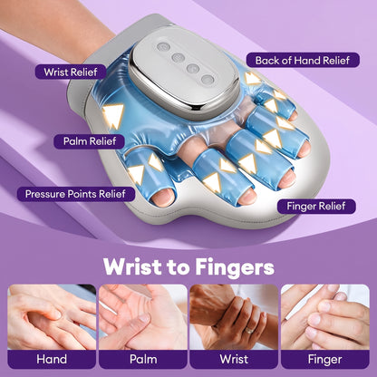 Electric Hand Massager With Heat Compression, Carpal Tunnel Relief, Kneading Rollers, Portable Vibrating Gloves