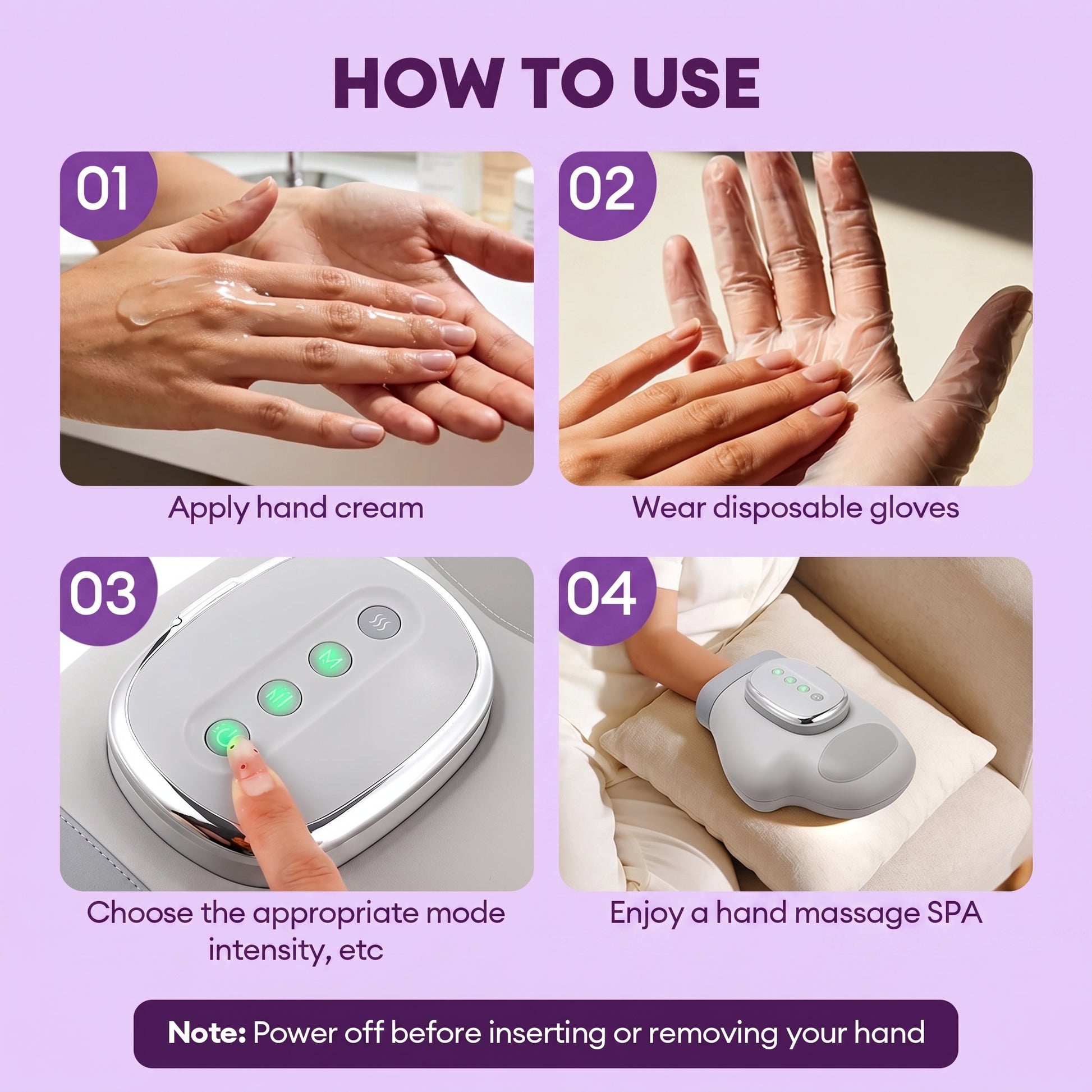 Electric Hand Massager With Heat Compression, Carpal Tunnel Relief, Kneading Rollers, Portable Vibrating Gloves