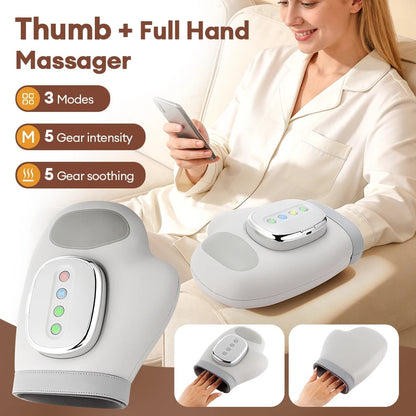 Electric Hand Massager With Heat Compression, Carpal Tunnel Relief, Kneading Rollers, Portable Vibrating Gloves