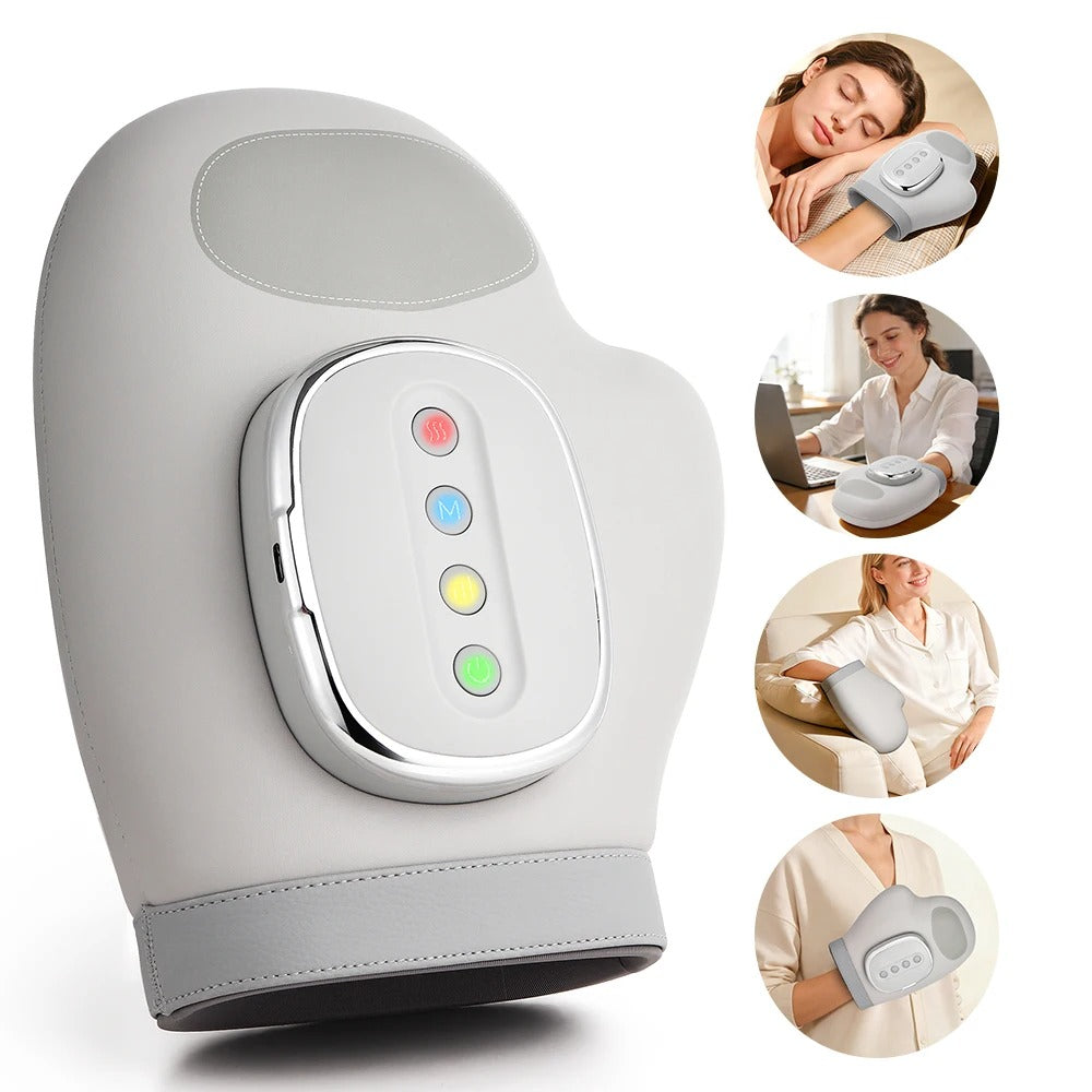 Electric Hand Massager With Heat Compression, Carpal Tunnel Relief, Kneading Rollers, Portable Vibrating Gloves