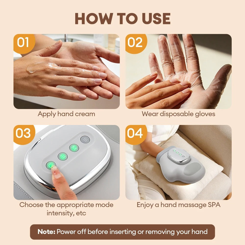 Electric Hand Massager With Heat Compression, Carpal Tunnel Relief, Kneading Rollers, Portable Vibrating Gloves
